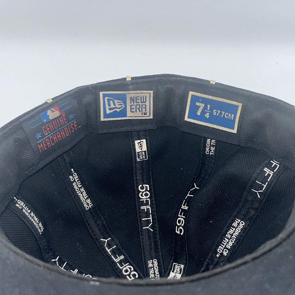 New Era 59FIFTY Los Angeles Dodgers 7‎ 1/4 Black White Pinstripe Wool Fitted Hat - Picture 7 of 8